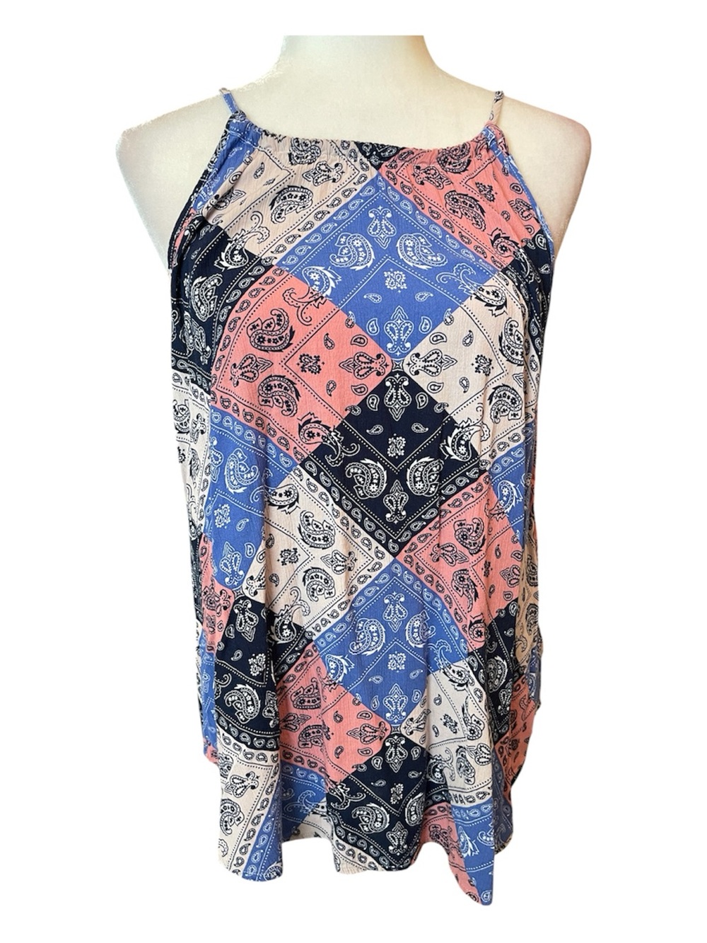 Wrangler Retro Patchwork Paisley Halter Tank Top size xl